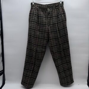 Vintage Nazareno Gabrielli Rielli Wool Plaid Pleated Trousers Italy Womens 54